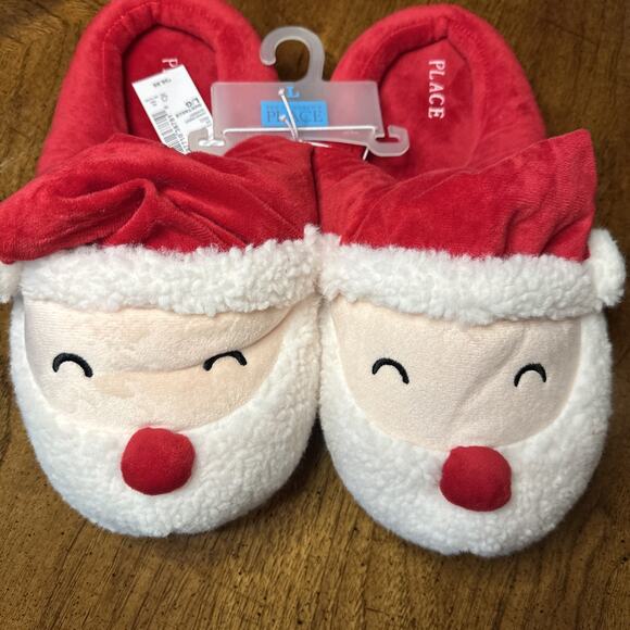 Adult Santa Slippers Size Large Children’s Place Fuzzy Comfy Christmas Holiday - Picture 1 of 6